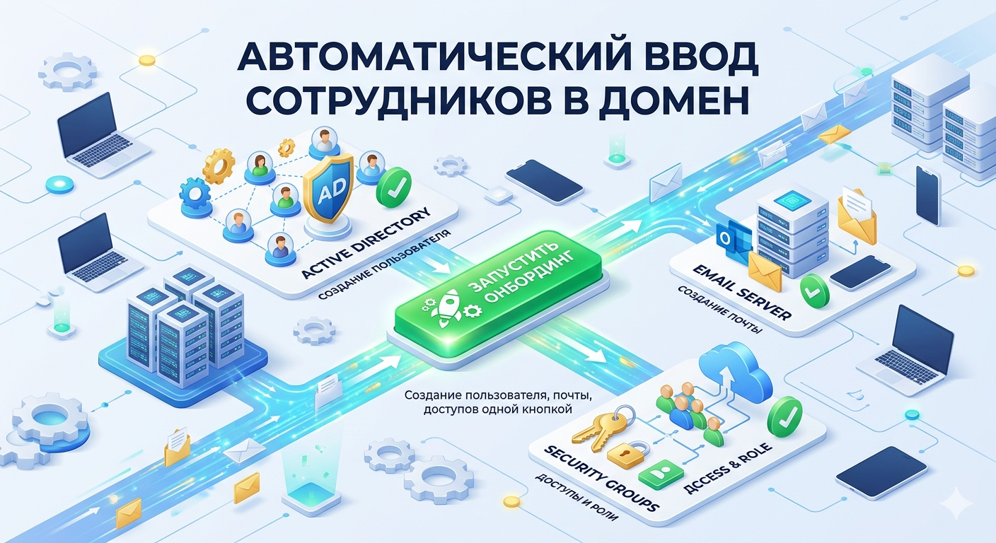 Автоматический ввод новых сотрудников в домен создание пользователя, почты, доступов одной кнопкой