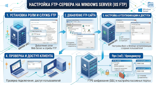 Настройка FTP-сервера на Windows Server (IIS FTP)