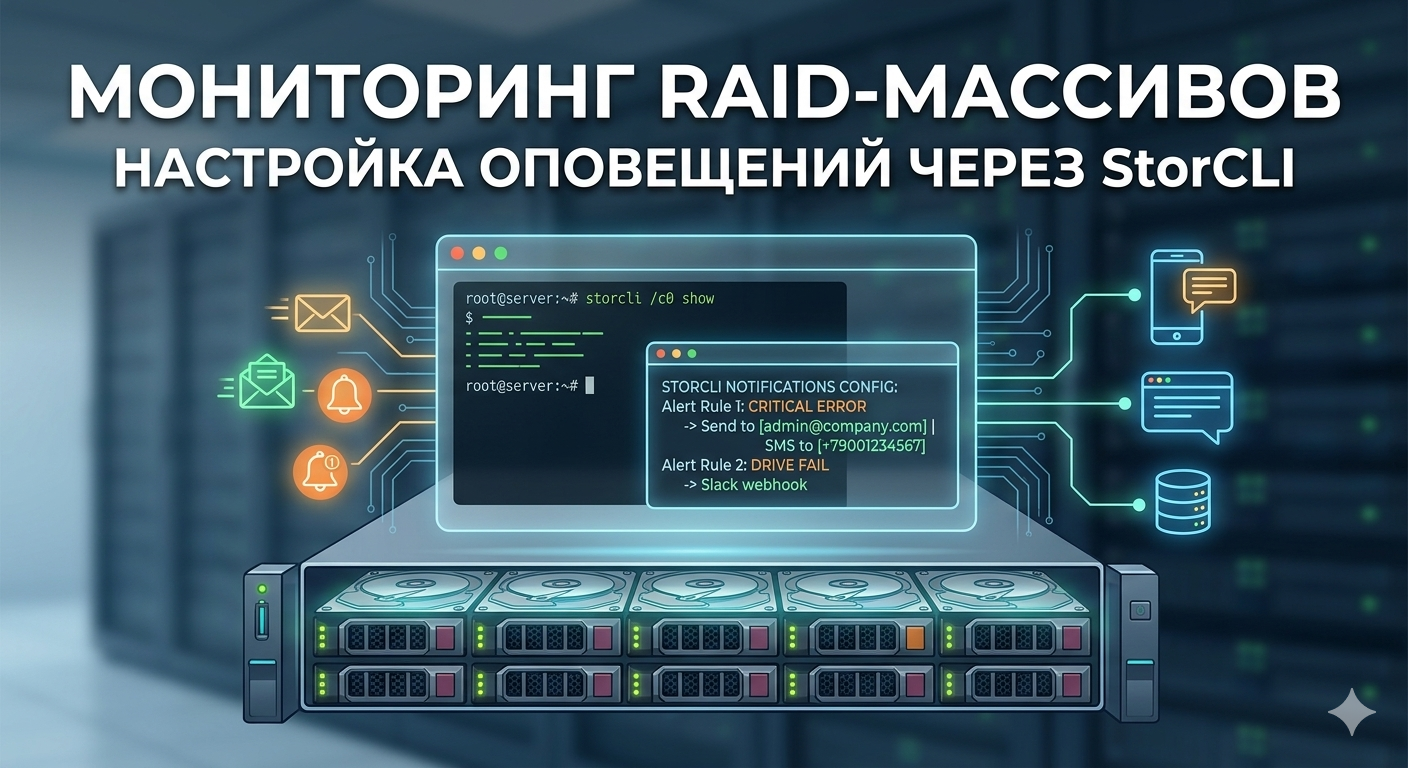 Мониторинг RAID-массивов настраиваем оповещения через StorCLI
