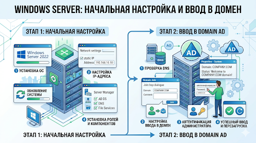 Windows Server- начальная настройка и ввод в домен