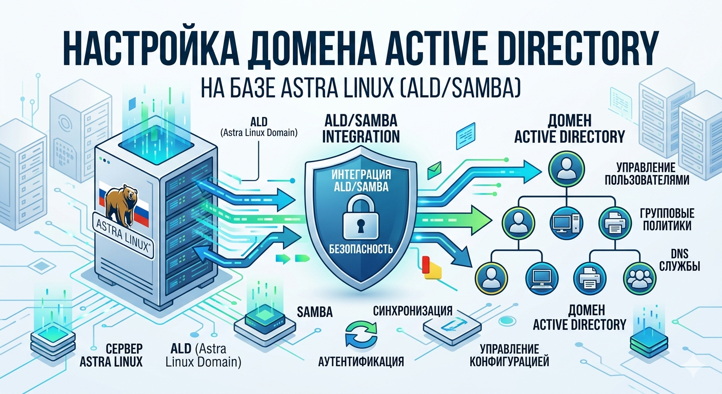 Настройка домена Active Directory на базе Astra Linux (ALD/Samba)