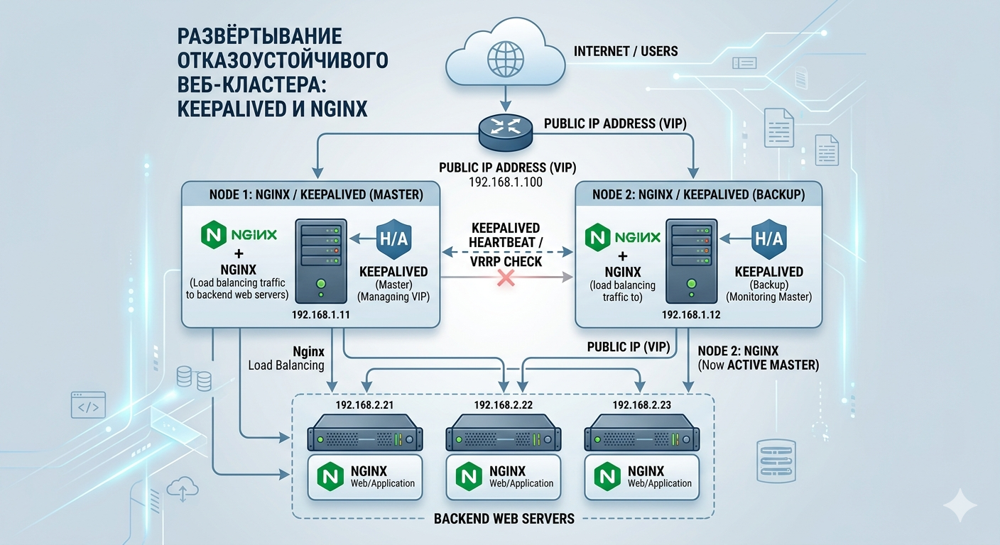 Развёртывание отказоустойчивого веб-кластера на базе keepalived и nginx