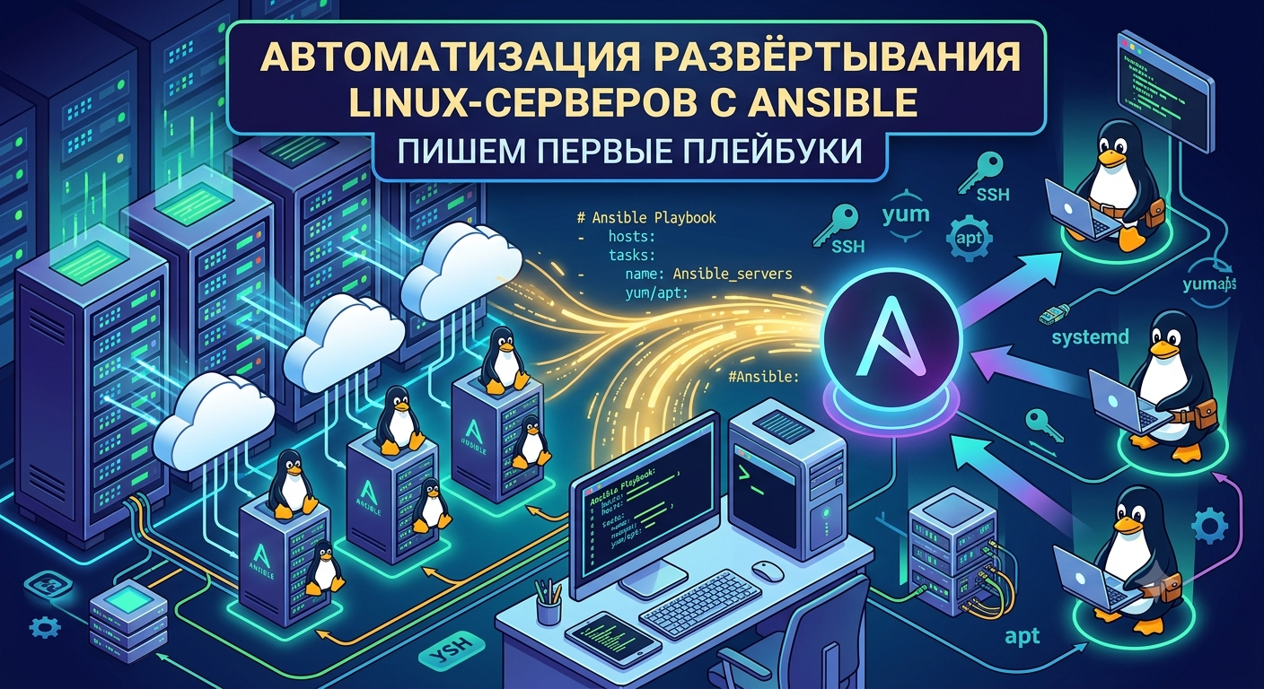 Автоматизация развёртывания Linux-серверов с Ansible: пишем первые плейбуки