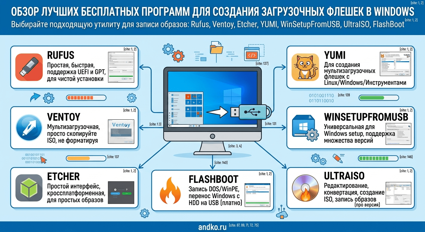 Инфографика Программы для создания загрузочной флешки