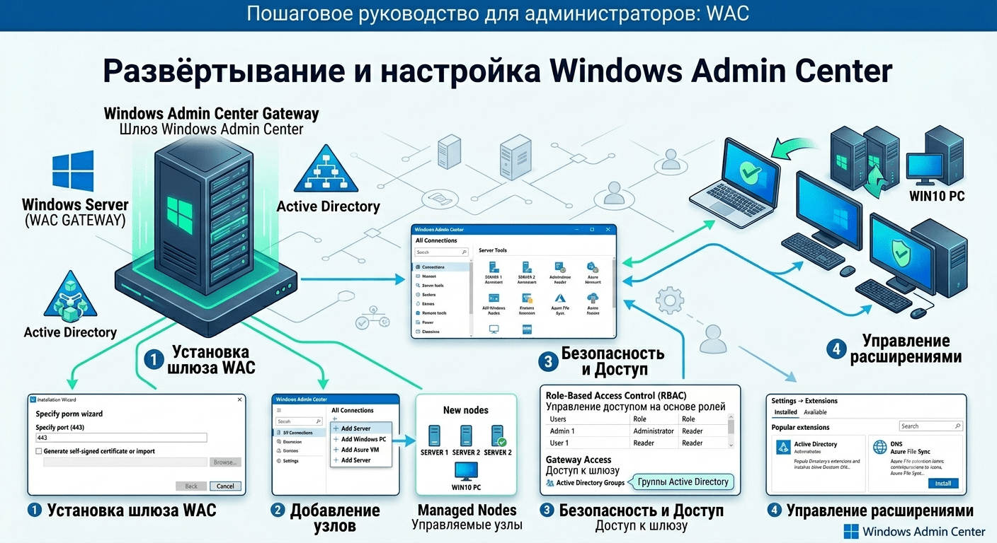Развёртывание и настройка Windows Admin Center для управления серверами
