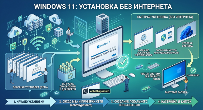 Windows 11 установка без интернета