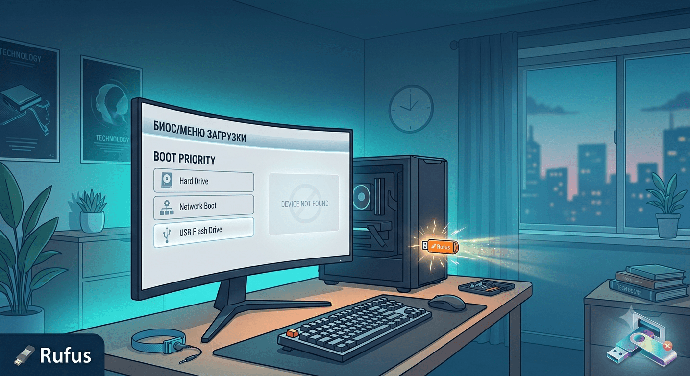 Биос не видит флешку