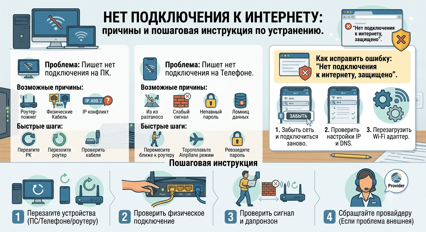 Нет подключения к интернету