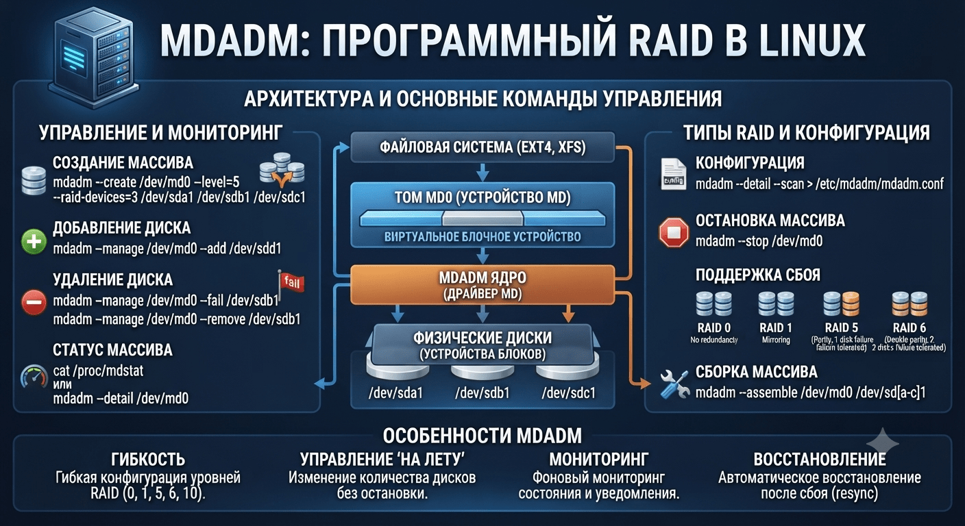 Настройка программного RAID в Linux с помощью mdadm