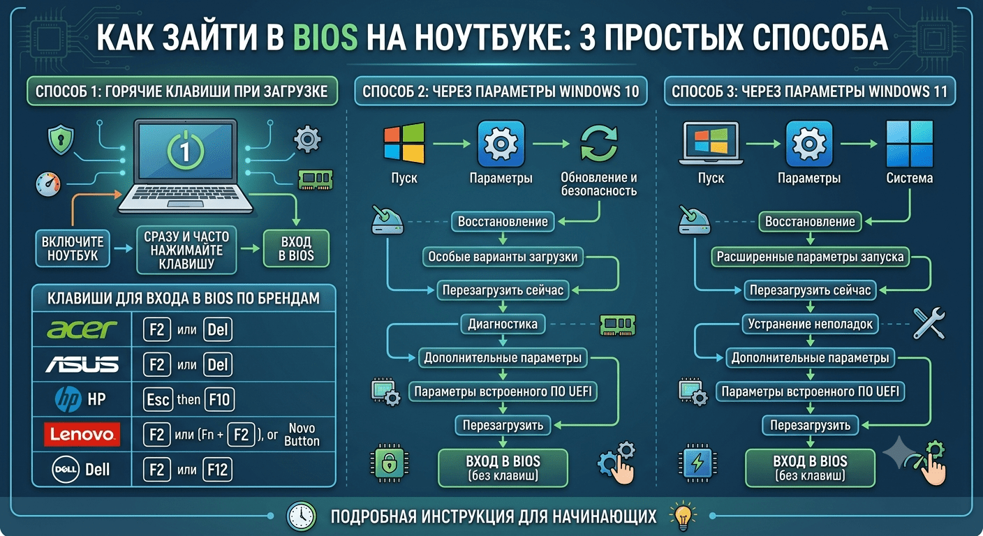 Как зайти в BIOS на ноутбуке