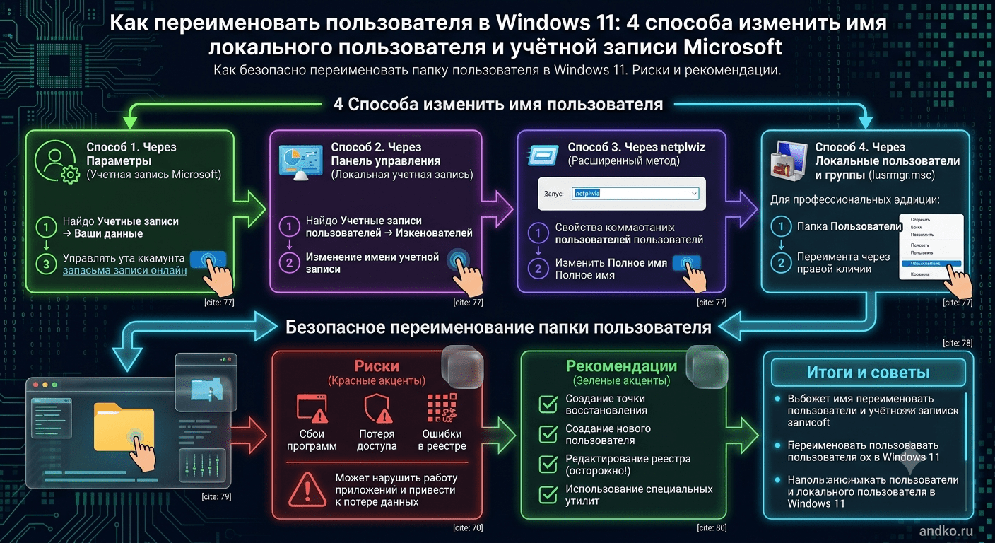 Как переименовать пользователя в Windows 11