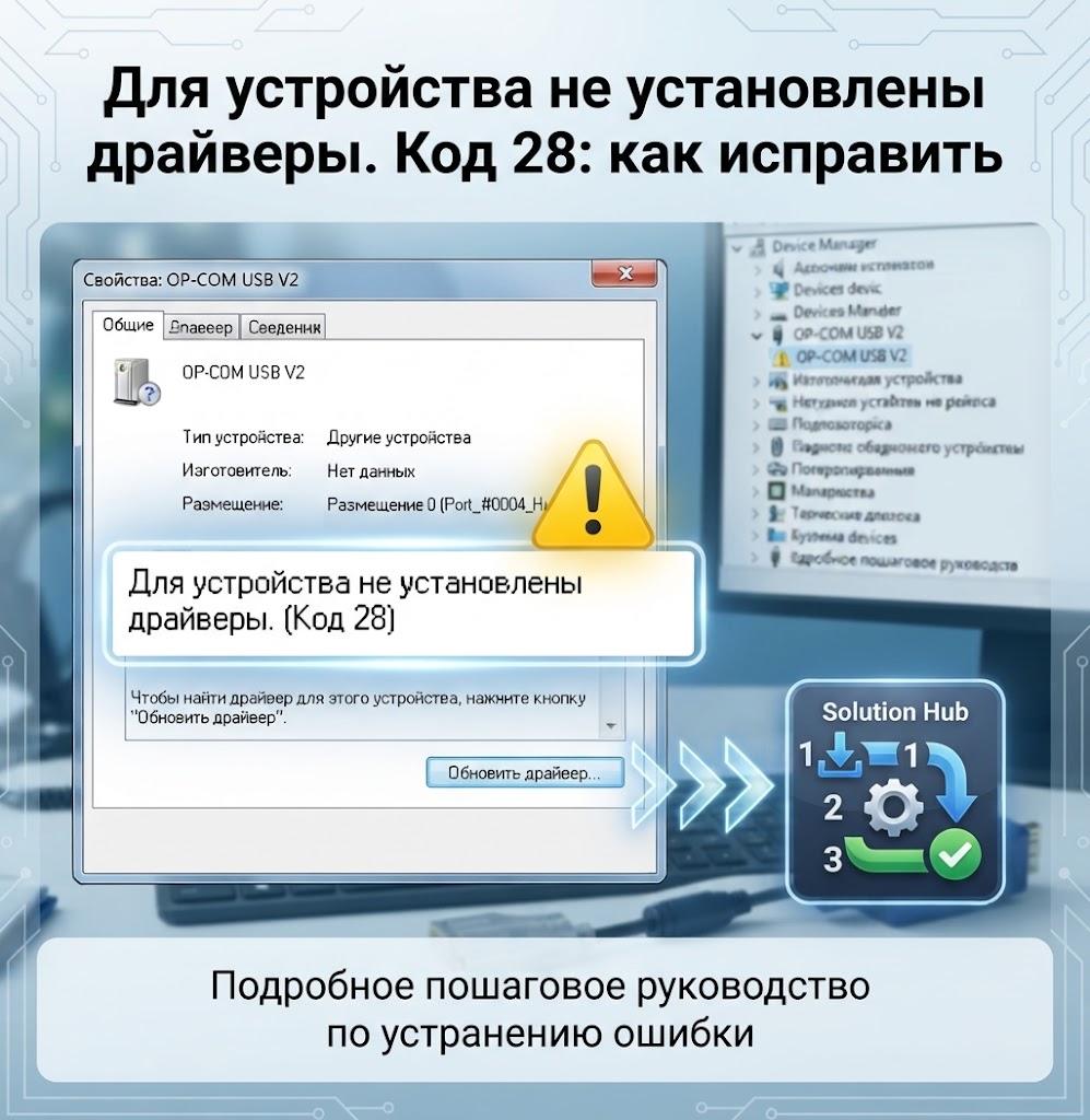 «Для устройства не установлены драйверы. Код 28» как исправить