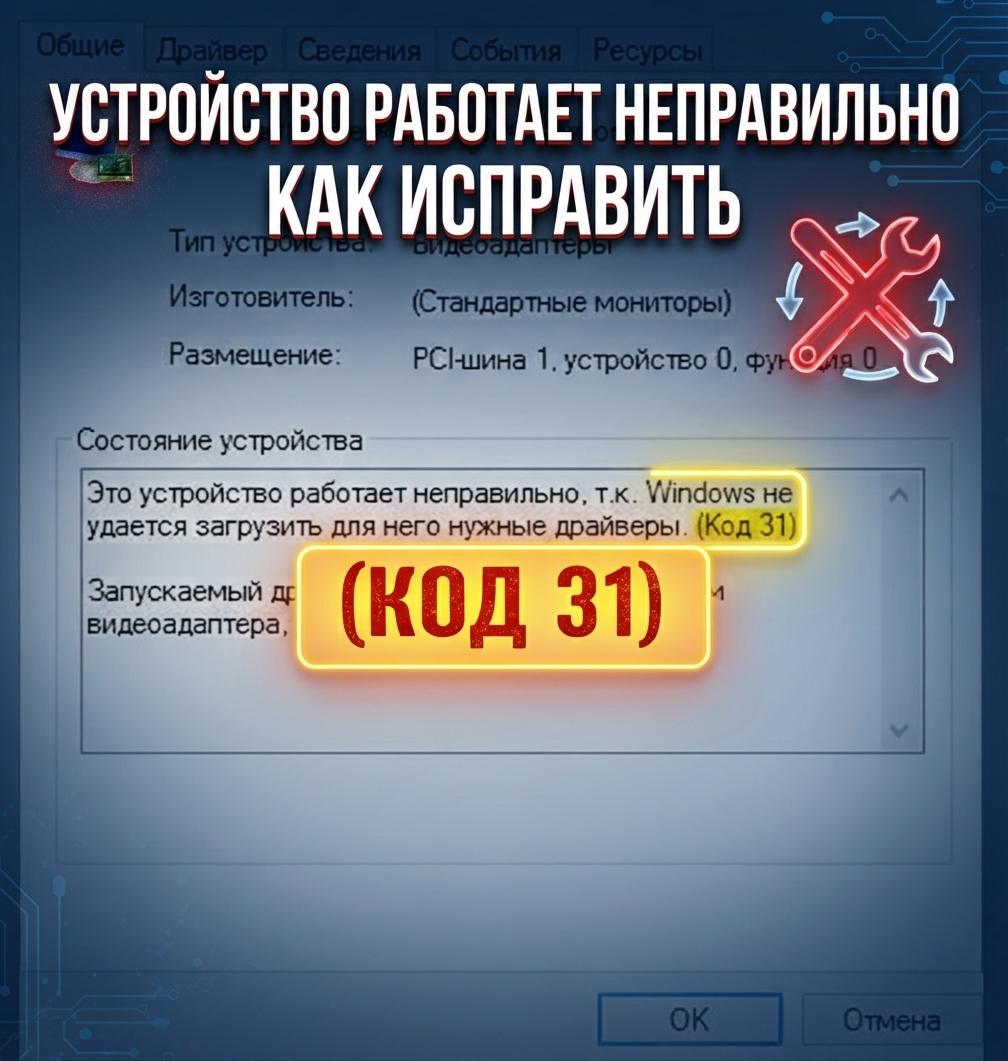 Код 31 «Устройство работает неправильно»  как исправить