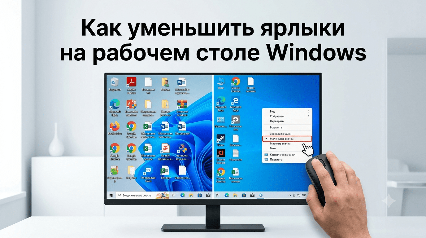 Как уменьшить ярлыки и иконки на рабочем столе Windows