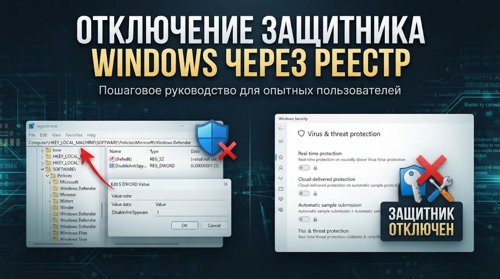 Как отключить Защитник Windows через реестр и групповую политику: встроенные способы без сторонних программ