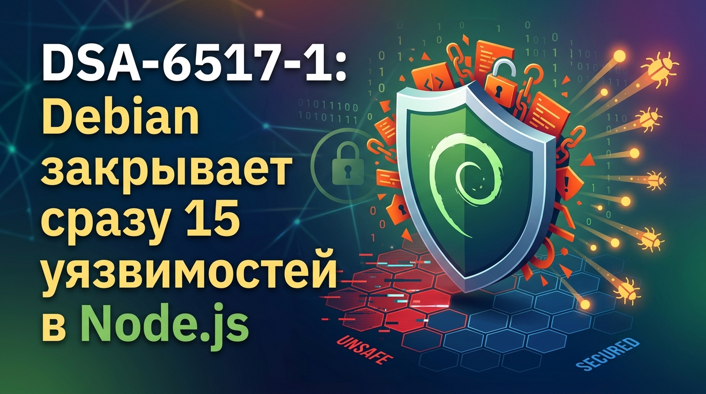 DSA-6517-1: Debian закрывает сразу 15 уязвимостей в Node.js